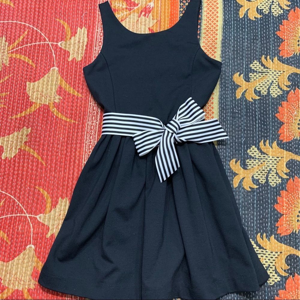 Polo Ralph Lauren Black Striped Bow Formal Dress